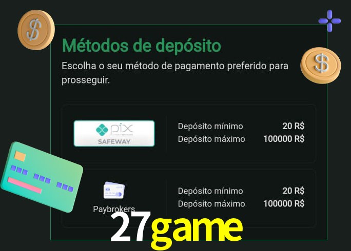 O cassino 27game oferece uma grande variedade de métodos de pagamento